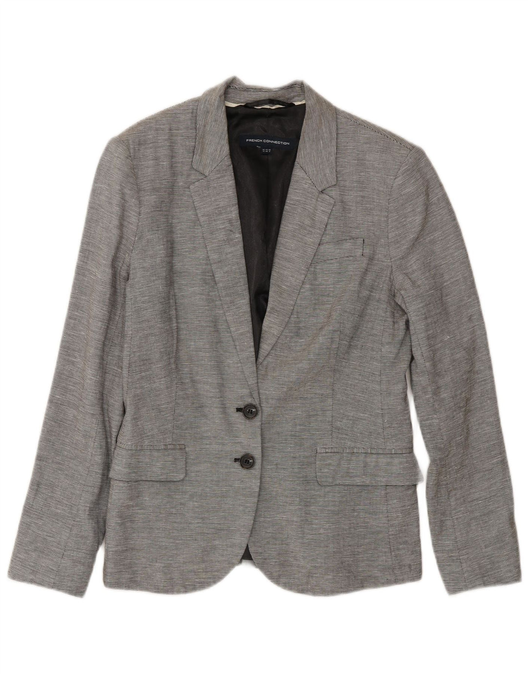 French Connection Dame 2 Button Blazer Jacket UK 12 Medium Grey Pinstripe