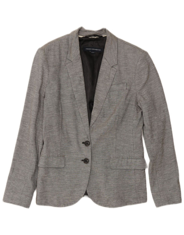 French Connection Dame 2 Button Blazer Jacket UK 12 Medium Grey Pinstripe