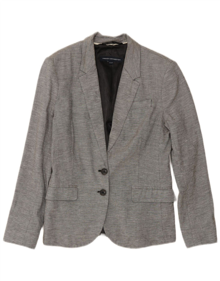 French Connection Dame 2 Button Blazer Jacket UK 12 Medium Grey Pinstripe