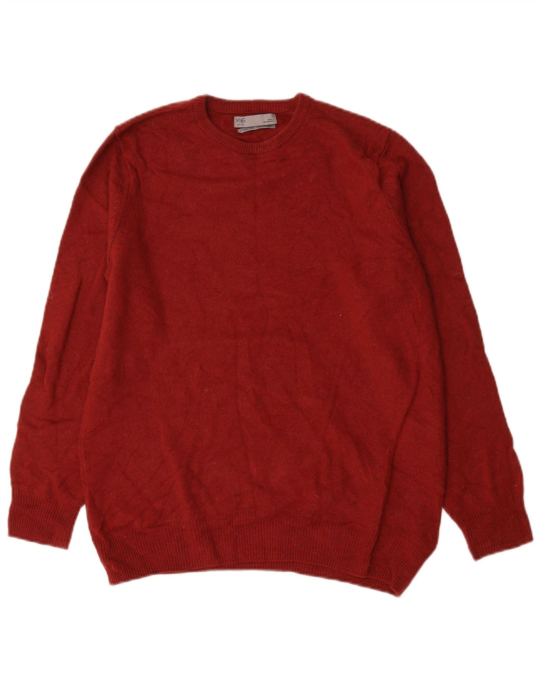 Marks & Spencer Herre sweater med rund hals, medium rød uld