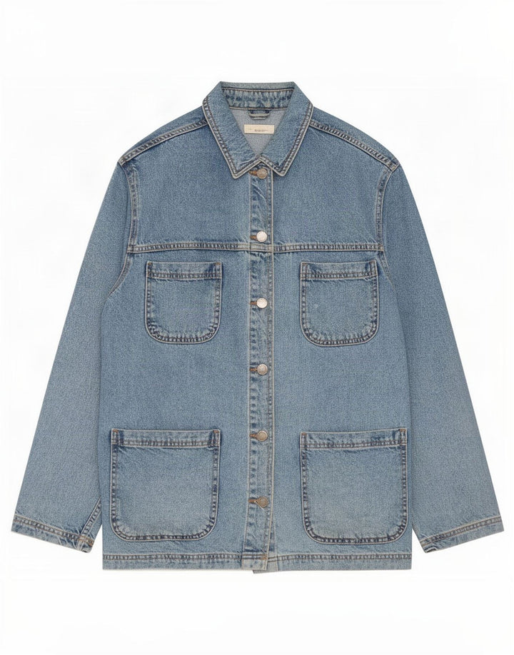 Topshop Dame Oversized Denim Jacket UK 10 Small Blue Cotton