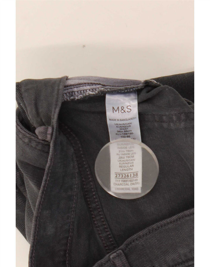 Marks & Spencer Herre Slim Chino Bukser W34 L28 Grå Bomuld