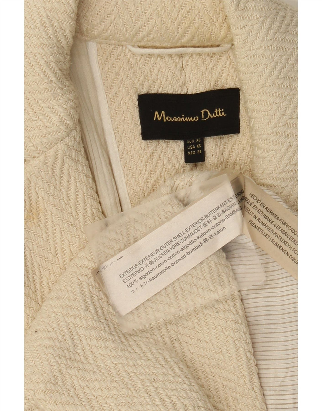 Massimo Dutti dame 3/4 ærmet åben overfrakke UK 6 XS Off White sildeben