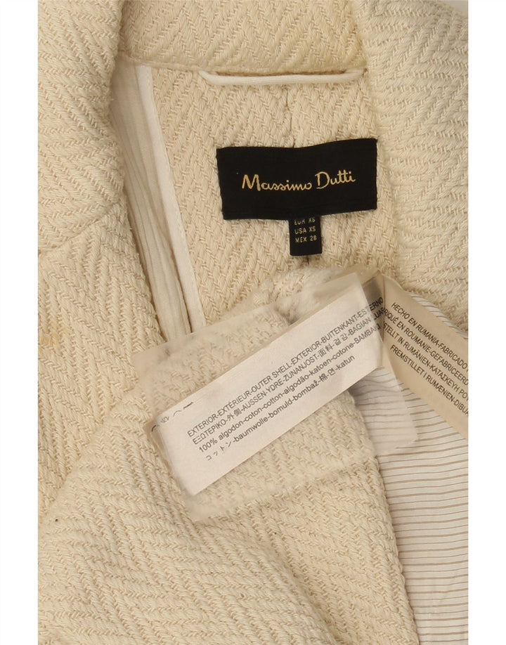 Massimo Dutti dame 3/4 ærmet åben overfrakke UK 6 XS Off White sildeben