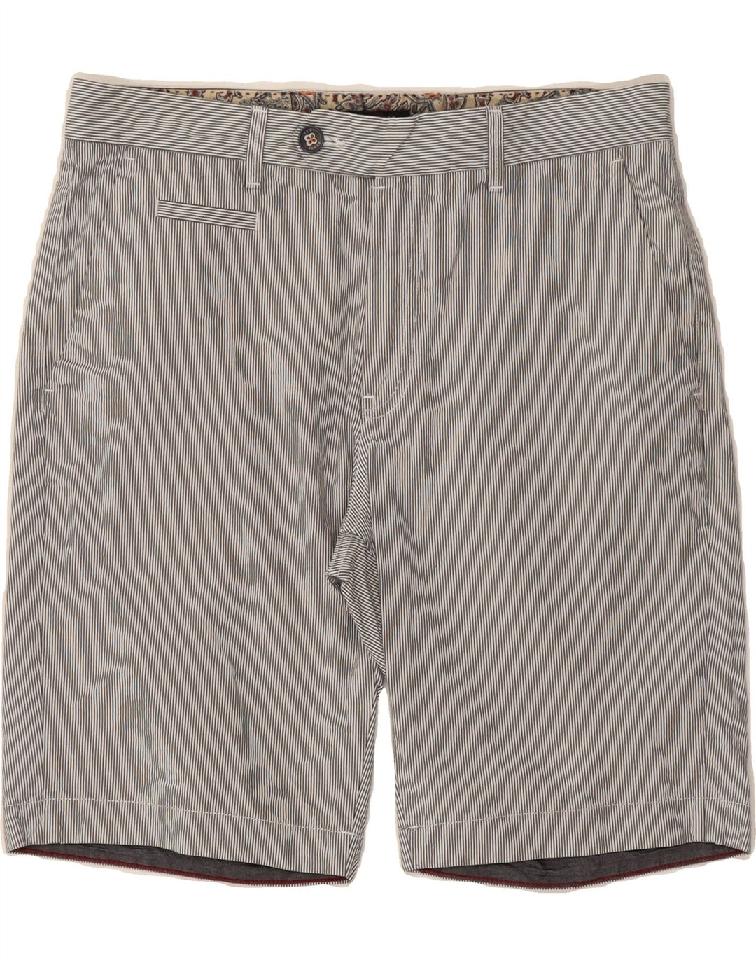 TED BAKER Womens Chino Shorts W32 Large Grey Striped Cotton Vintage Ted Baker and Second-Hand Ted Baker from Messina Hembry 