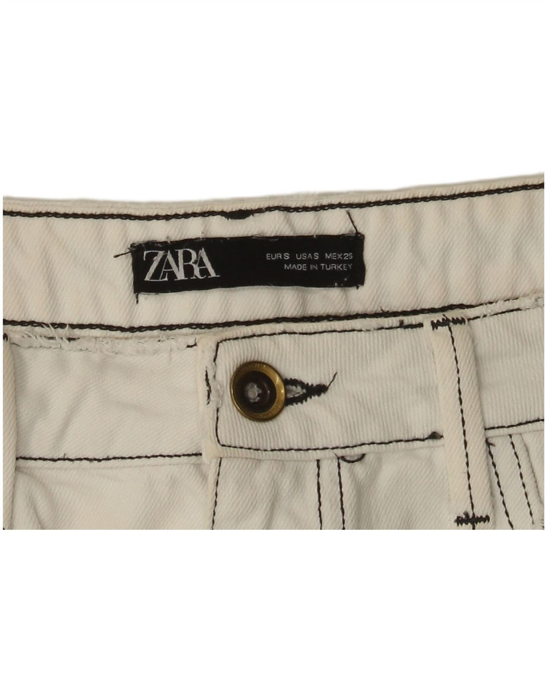 Zara Dame Mini Denim Nederdel Lille W27 Hvid