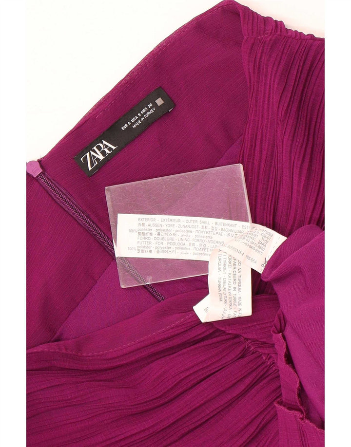 Zara Midi-nederdel med høj talje, lille W26 lilla polyester