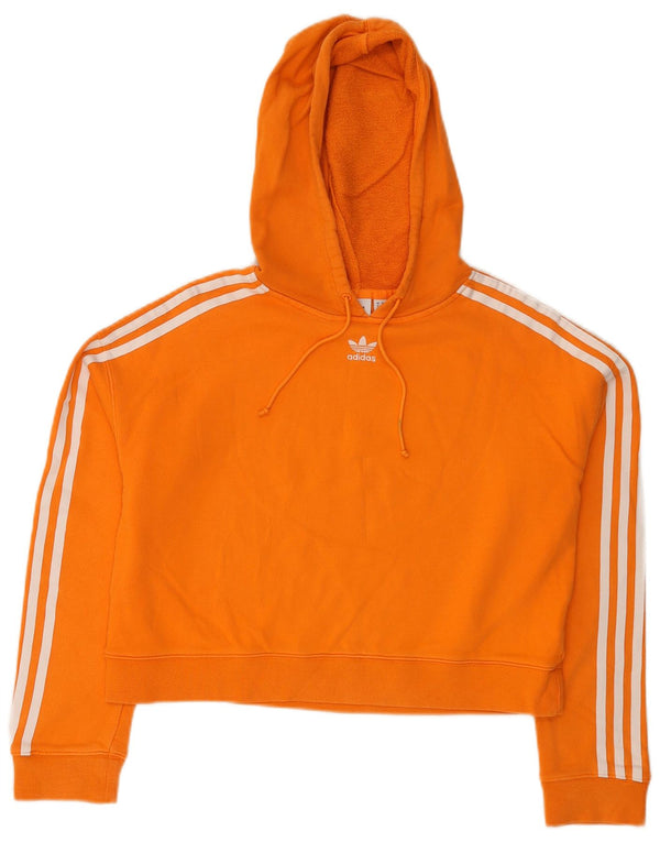 ADIDAS Dame Oversized Crop Hoodie Jumper UK 8 Small Orange Bomuld