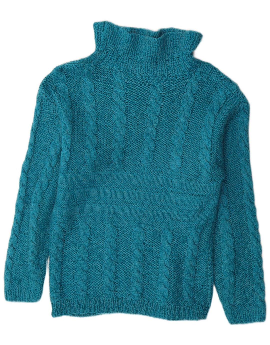 Vintage Dame Turtle Neck Jumper Sweater UK 16 Large Blue