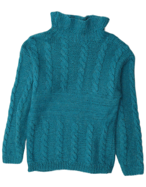 Vintage Dame Turtle Neck Jumper Sweater UK 16 Large Blue