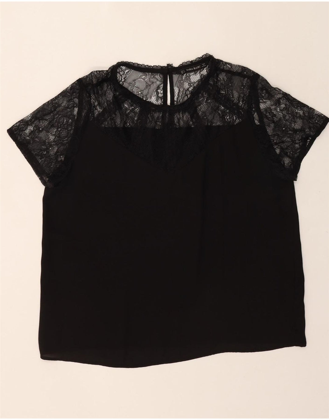 ZARA Womens Blouse Top UK 18 XL Black Floral Vintage Zara and Second-Hand Zara from Messina Hembry 