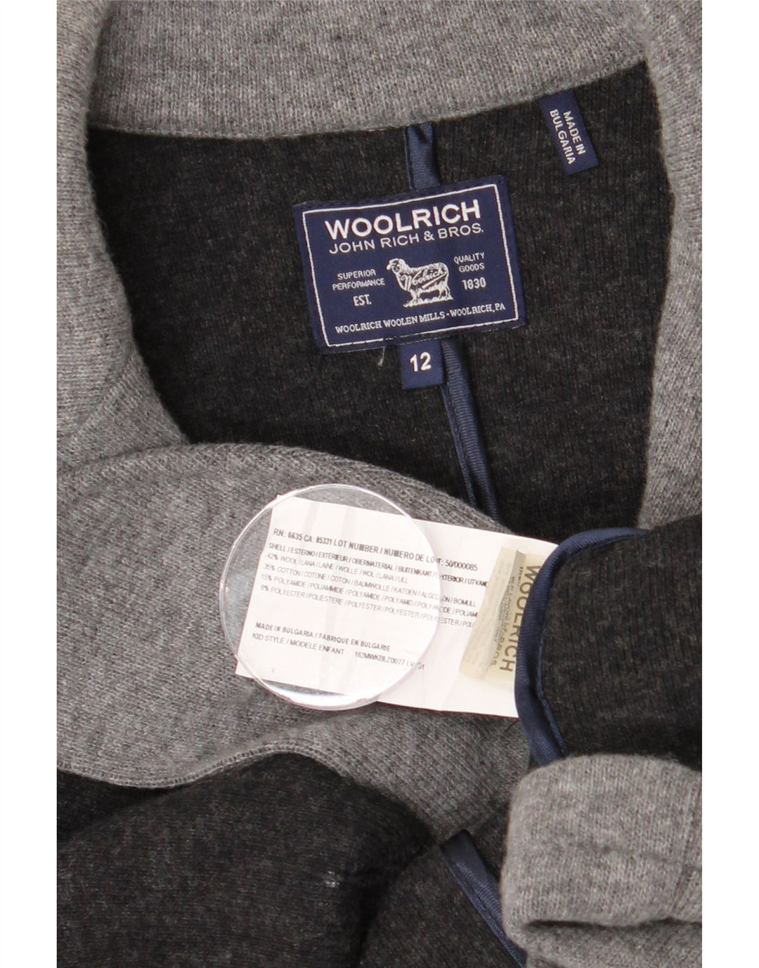 WOOLRICH Dame Cardigan Sweater UK 12 Medium Grey Uld