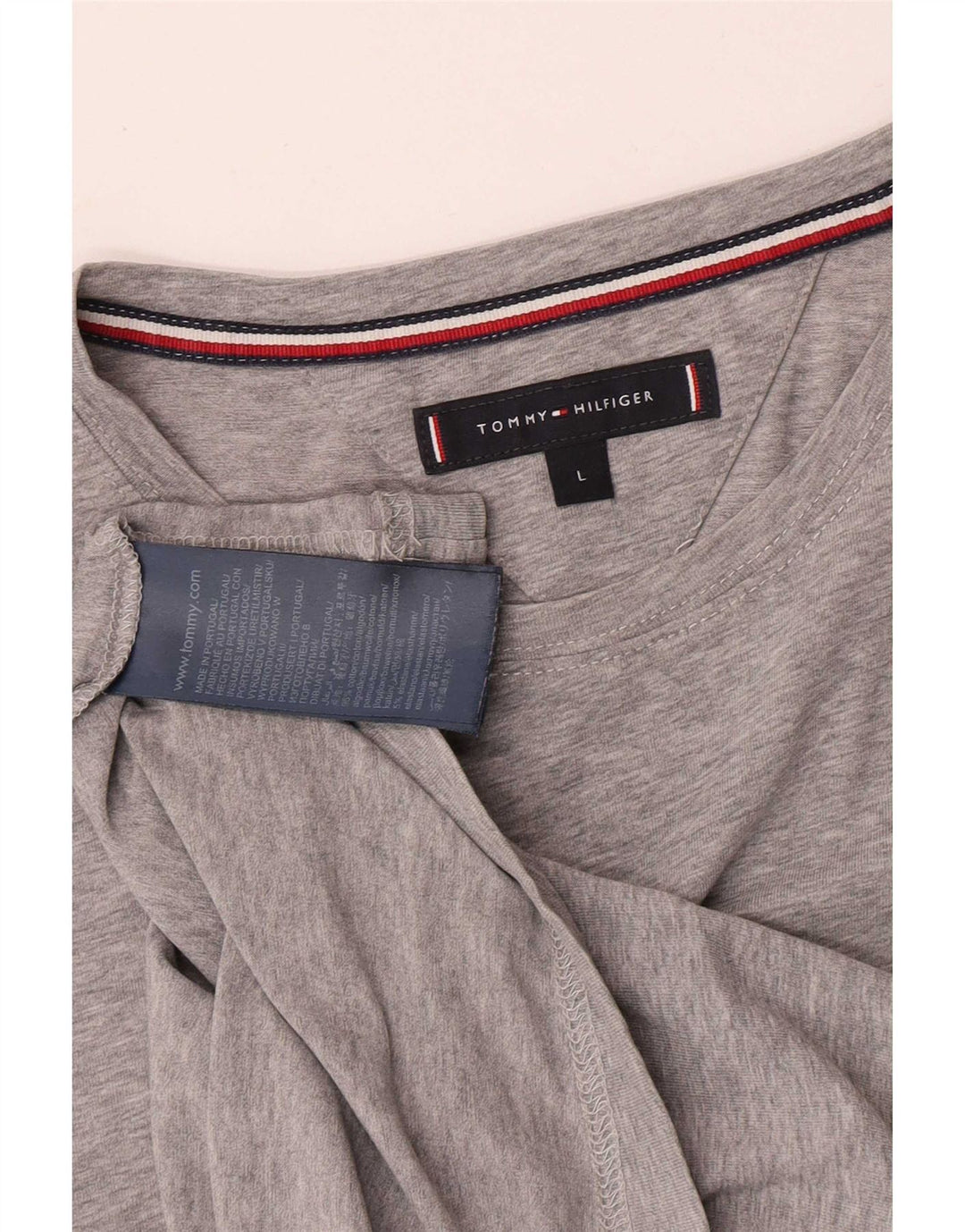 Tommy Hilfiger Herre T-Shirt Top Stor Grå Bomuld