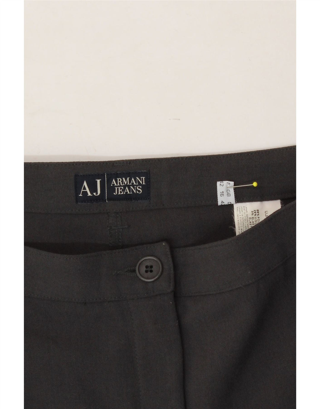 ARMANI Womens Straight Chino Trousers UK 16 Large W32 L27 Grey Polyester Vintage Armani and Second-Hand Armani from Messina Hembry 