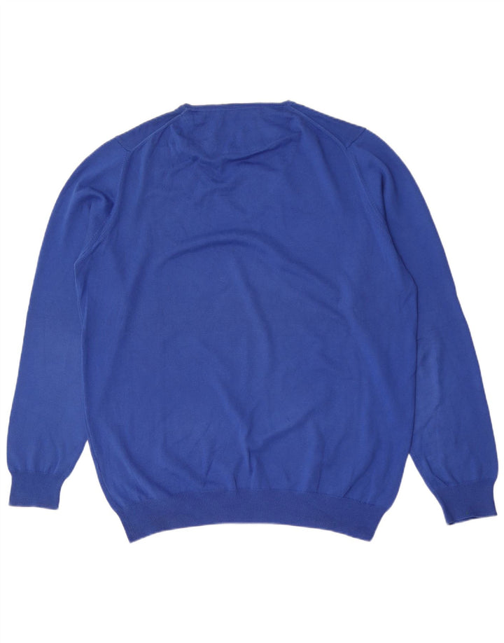 Zara Herre V-hals sweater XL Blå Bomuld