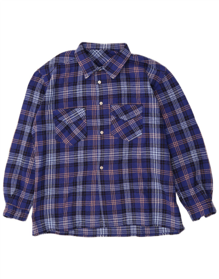 Vintage flannelskjorte til mænd XL blå ternet