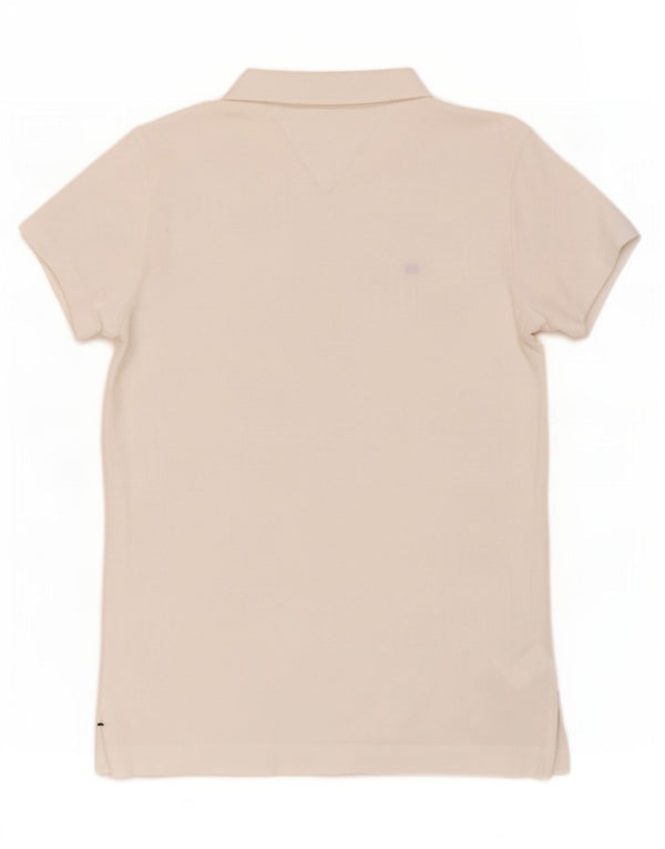 Tommy Hilfiger Dame Slim Fit Polo Shirt UK 10 Small White Bomuld