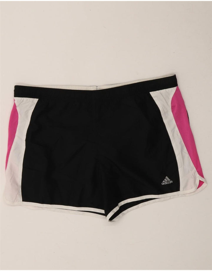 ADIDAS Womens Sport Shorts UK 16 Large  Black Colourblock Polyester Vintage Adidas and Second-Hand Adidas from Messina Hembry 