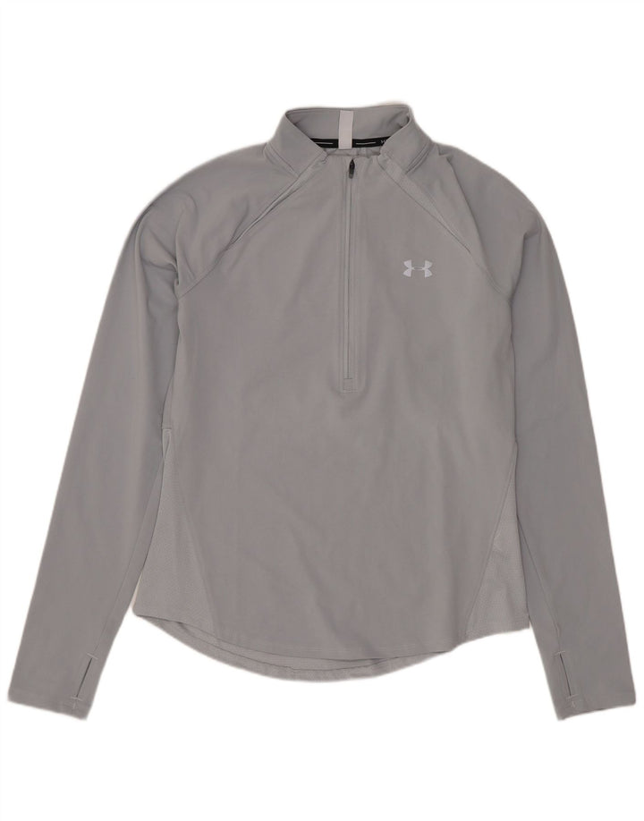 UNDER ARMOUR Dame Heat Gear Pullover Træningsdragt Top UK 10 Lille Grå