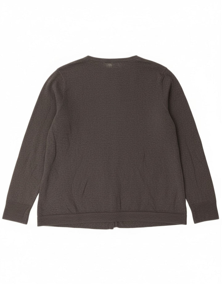 Eddie Bauer Dame Cardigan Sweater UK 20 2XL Grå Bomuld