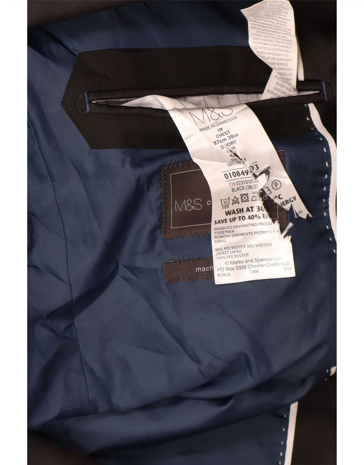 Marks & Spencer Herre 1-knap blazerjakke UK 38 Medium Sort Polyester