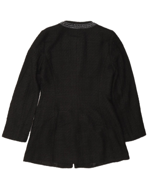 Zara Dame Overfrakke UK 12 Medium Sort Polyester