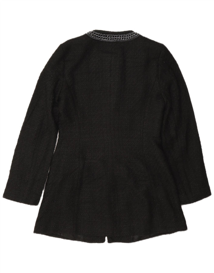 Zara Dame Overfrakke UK 12 Medium Sort Polyester
