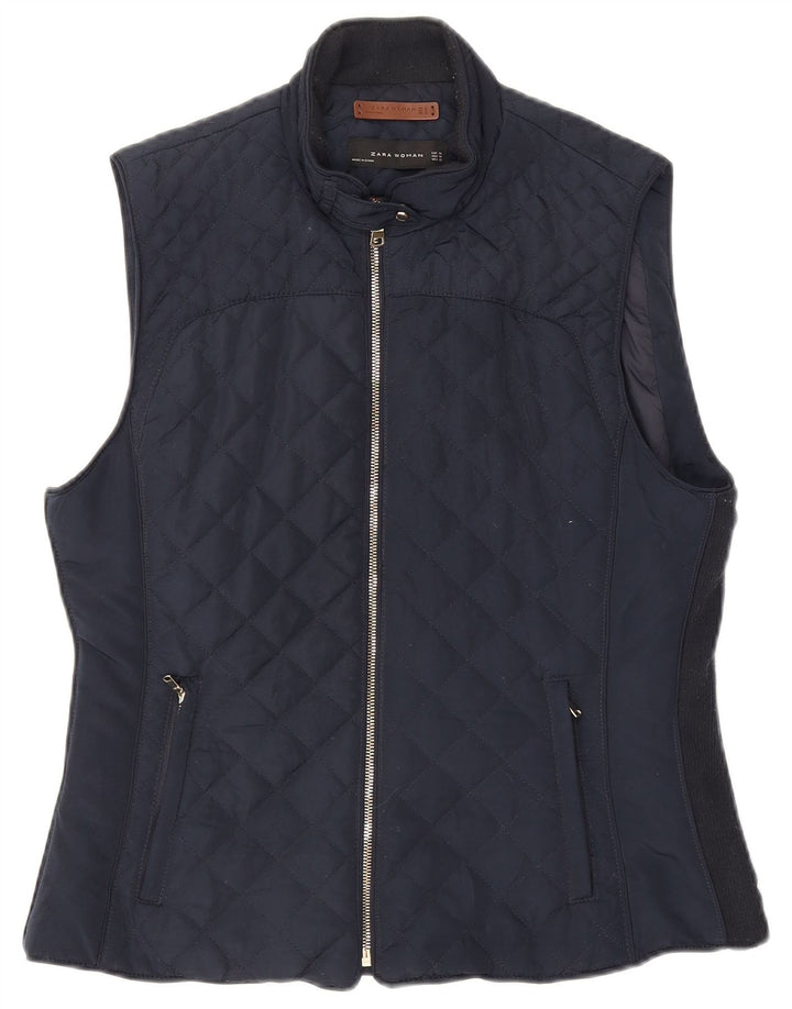 Zara Womens Quilted Gilet UK 18 XL Navy Blue Polyester