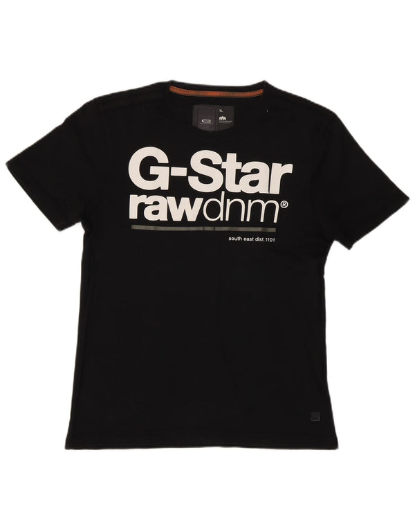 G-Star Dame Grafisk T-Shirt Top UK 18 XL Sort Bomuld