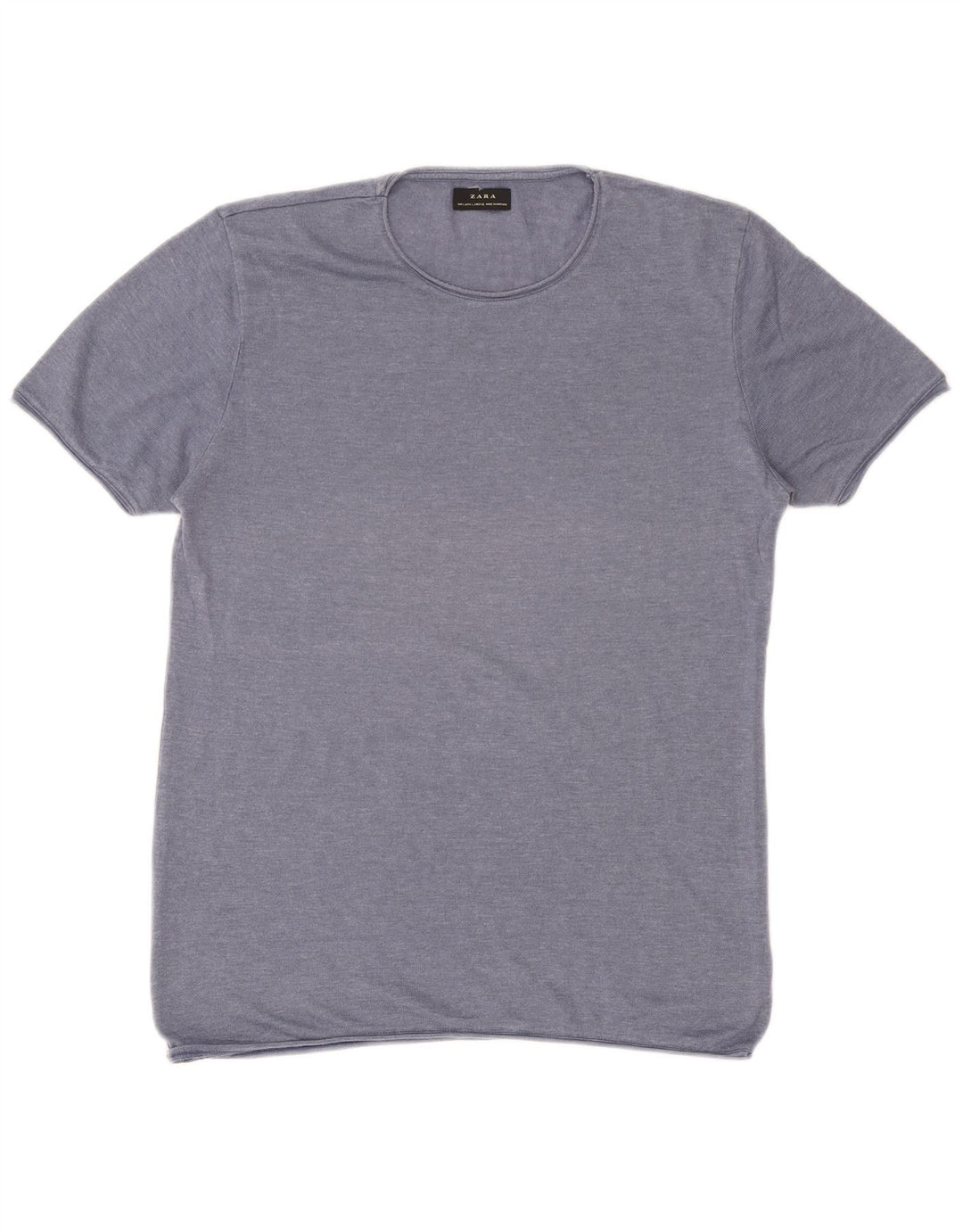 Zara Herre T-Shirt Top Stor Blå Bomuld