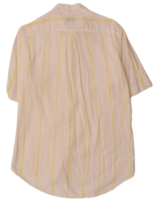 BENETTON Kortærmet skjorte til mænd Medium hvid stribet bomuld