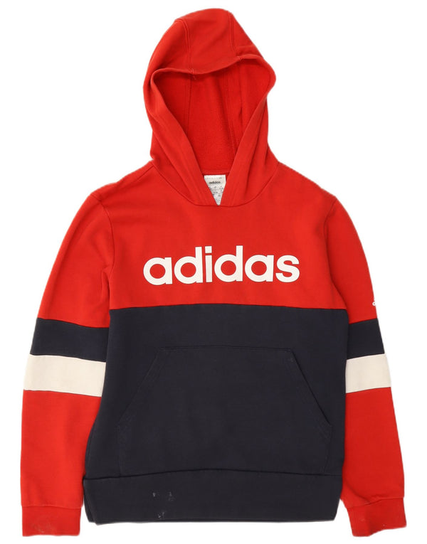Adidas Grafisk hættetrøje til drenge 13-14 år Rød Colourblock Bomuld