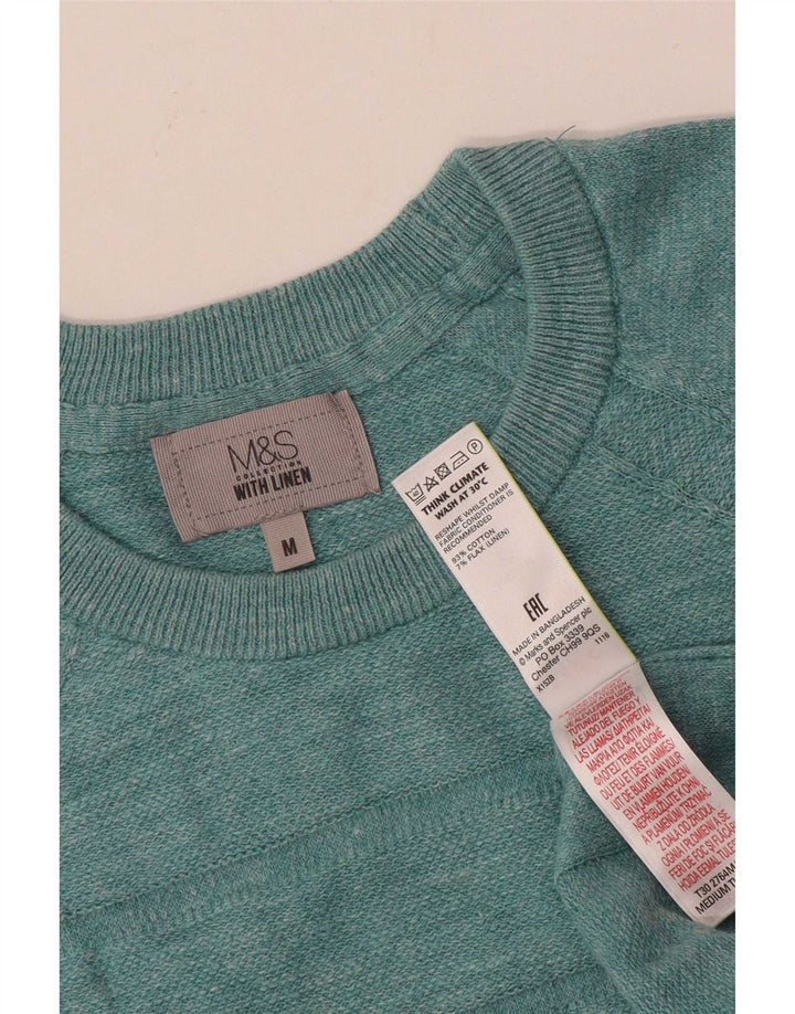 Marks & Spencer Herre sweater med rund hals, mellemgrøn bomuld