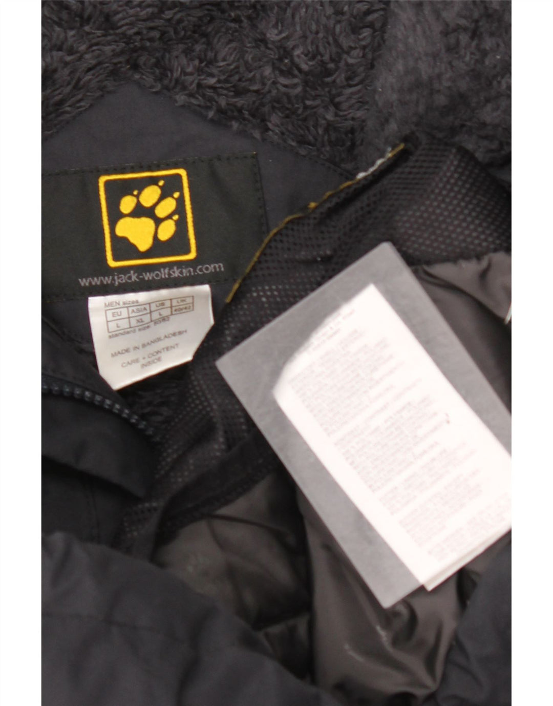 JACK WOLFSKIN Sherpa Windbreaker-jakke med hætte til mænd UK 40/42 Large Black