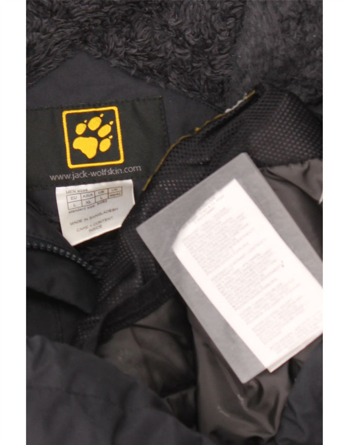 JACK WOLFSKIN Sherpa Windbreaker-jakke med hætte til mænd UK 40/42 Large Black