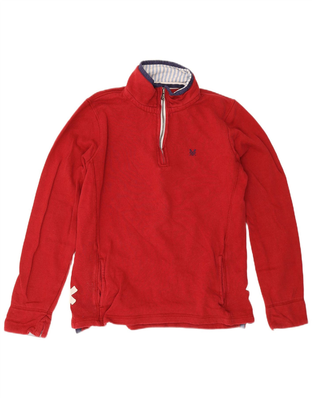 Besætningstøj Dame Oversized Zip Neck Sweatshirt Jumper UK 12 Medium Red