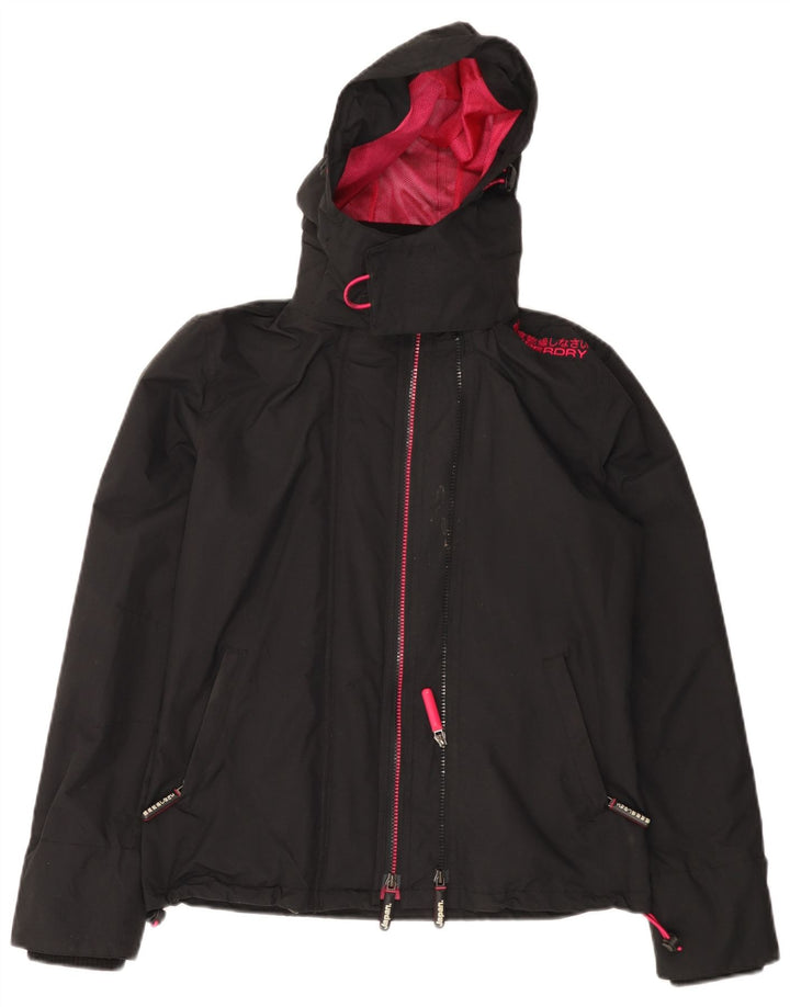 Superdry Windcheater Regnjakke med hætte til kvinder UK 10 Lille sort nylon