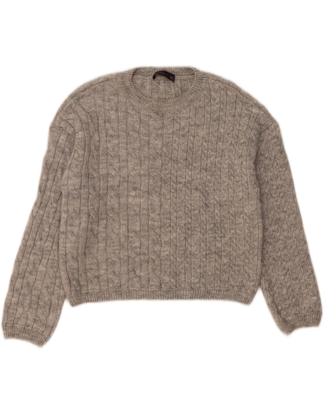Marks & Spencer Dame Crop Crew Neck Jumper Sweater UK 10 Small Grey