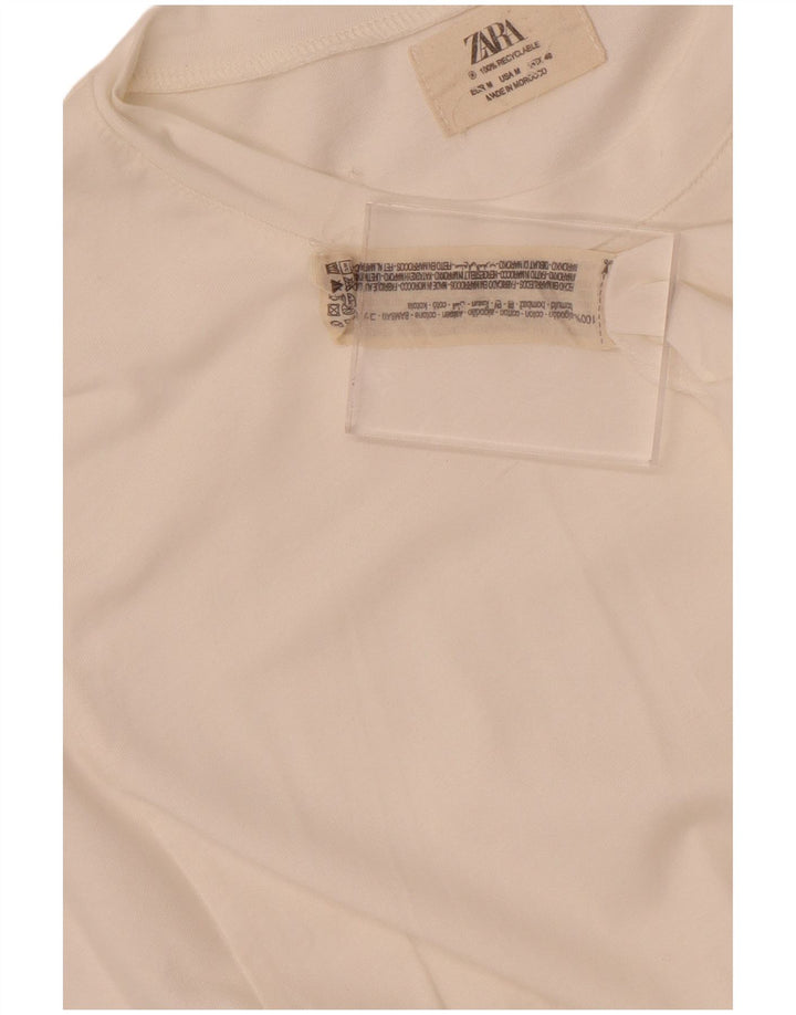 Zara Herre T-Shirt Top Medium Hvid Bomuld