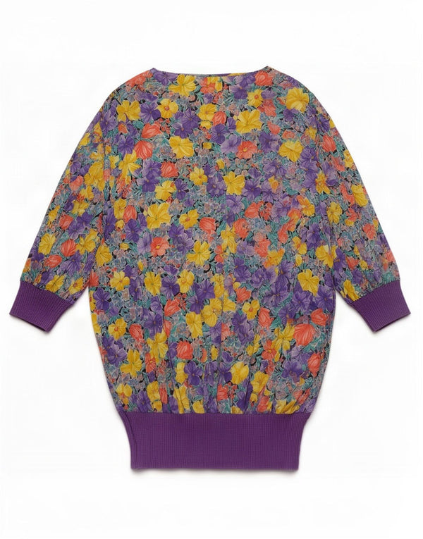 Vintage Damebluse Top UK 16 Large Multicolored Floral