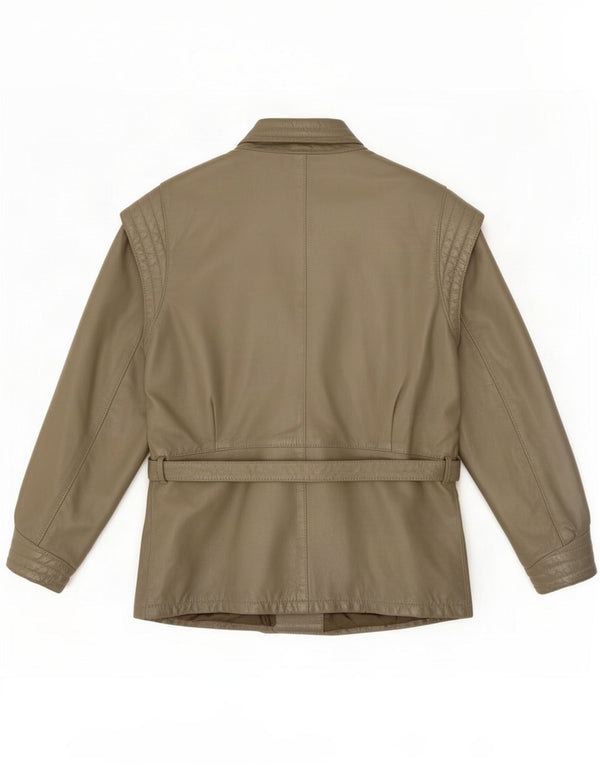 Vintage dame læderjakke UK 16 Large Khaki