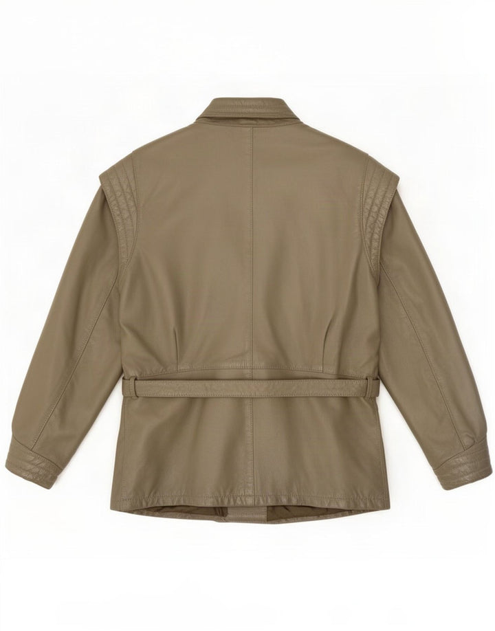 Vintage dame læderjakke UK 16 Large Khaki