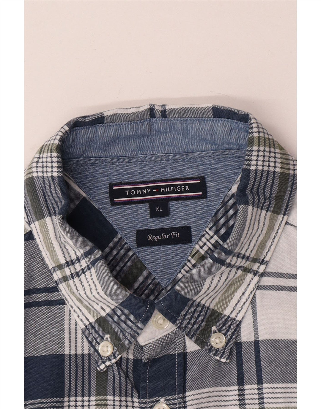 Tommy Hilfiger herre Regular Fit skjorte XL marineblå ternet