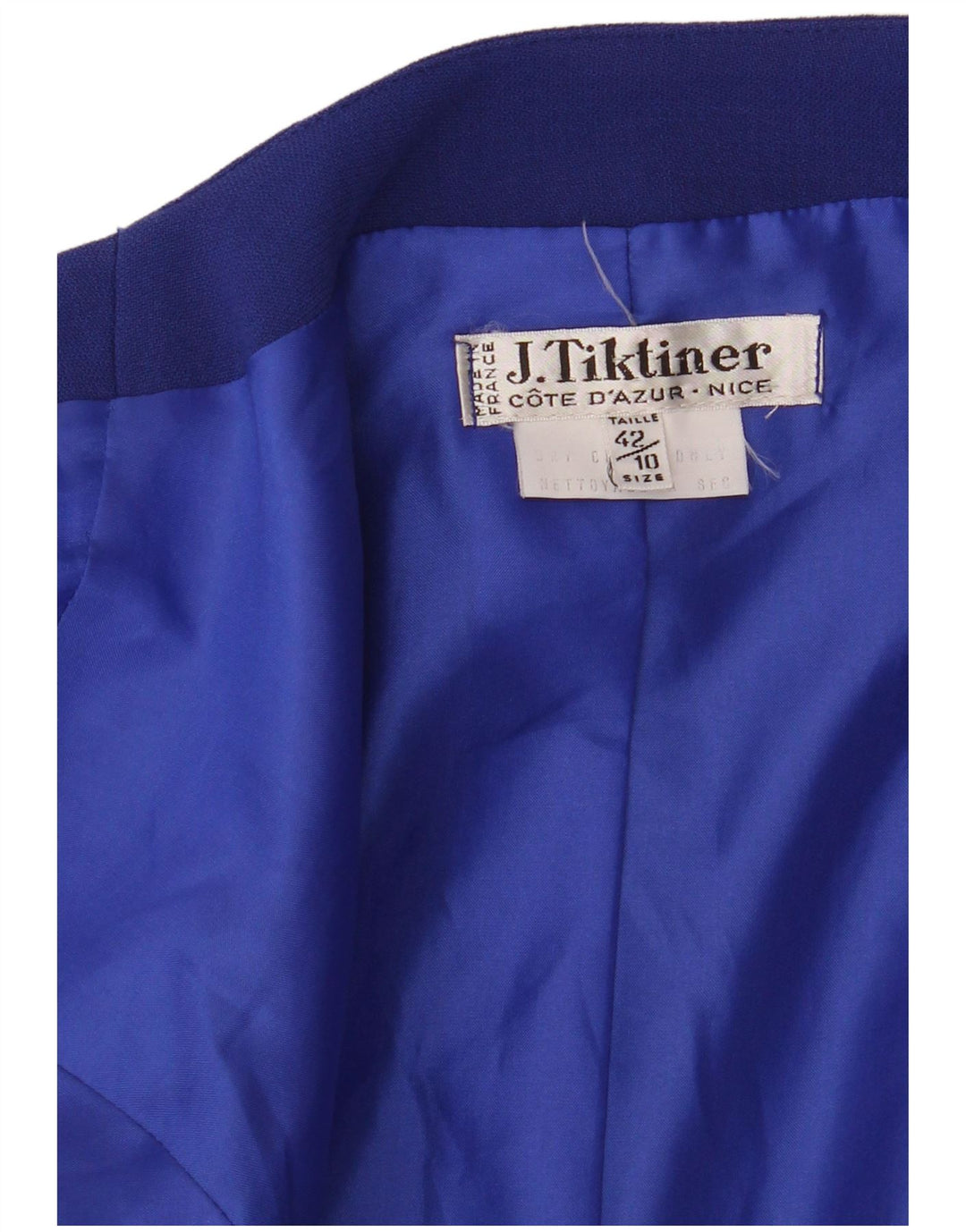 J.TIKTINER Dame Crop 1-knap blazerjakke EU 42 Large Navy Blue