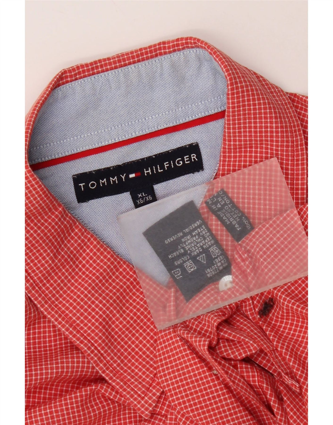 Tommy Hilfiger Herreskjorte XL Rød Gingham Bomuld