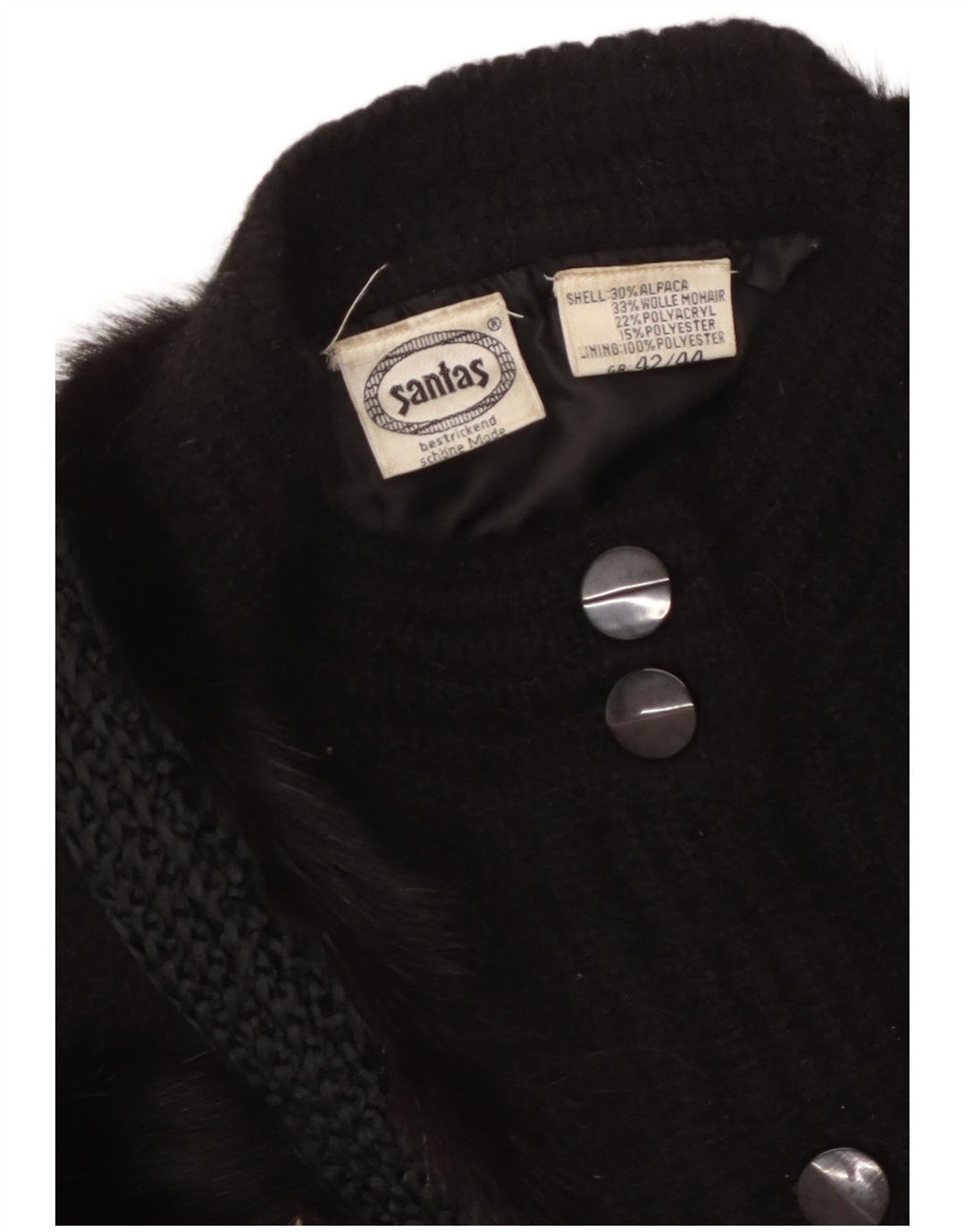 VINTAGE kvinders abstrakt mønster cardigan sweater EU 42/44 Large Black