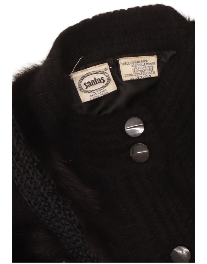 VINTAGE kvinders abstrakt mønster cardigan sweater EU 42/44 Large Black