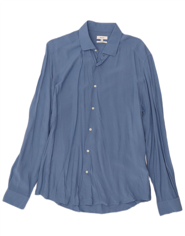 Reiss herre Slim Fit skjorte XL blå viskose