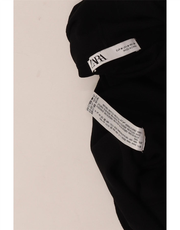 Zara Womens Crop Vest Top UK 12 Medium Black Viscose