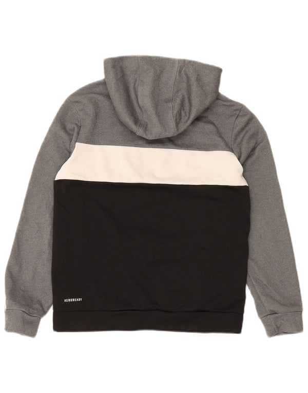 Adidas Boys Aeroready Hoodie Jumper 11-12 år Grå Colourblock Polyester